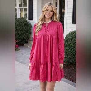 AVAVAV Pink Dress With White Lace Collar Size M/L